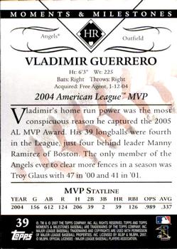 2007 Topps Moments & Milestones #39-2 Vladimir Guerrero Back