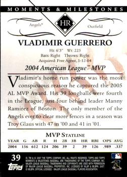 2007 Topps Moments & Milestones #39-10 Vladimir Guerrero Back