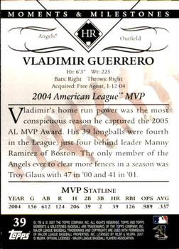 2007 Topps Moments & Milestones #39-20 Vladimir Guerrero Back