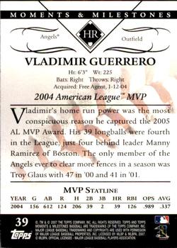 2007 Topps Moments & Milestones #39-23 Vladimir Guerrero Back
