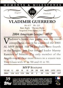 2007 Topps Moments & Milestones #39-24 Vladimir Guerrero Back