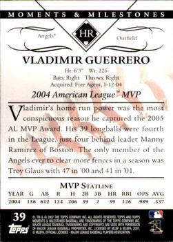 2007 Topps Moments & Milestones #39-32 Vladimir Guerrero Back