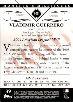 2007 Topps Moments & Milestones #39-33 Vladimir Guerrero Back