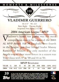2007 Topps Moments & Milestones #39-37 Vladimir Guerrero Back