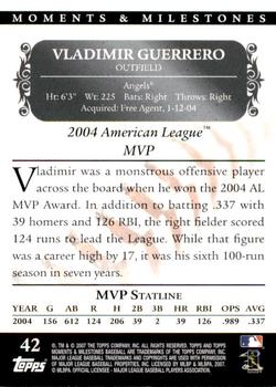 2007 Topps Moments & Milestones #42-27 Vladimir Guerrero Back