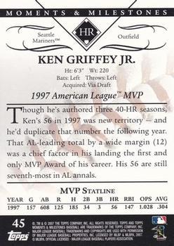 2007 Topps Moments & Milestones #45-51 Ken Griffey Jr. Back