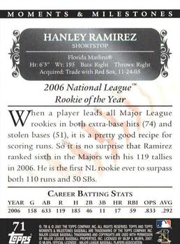 2007 Topps Moments & Milestones #71-27 Hanley Ramirez Back