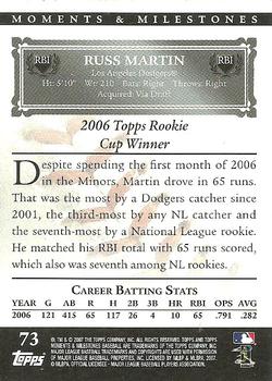 2007 Topps Moments & Milestones #73-3 Russell Martin Back