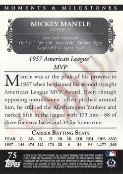2007 Topps Moments & Milestones #75-40 Mickey Mantle Back