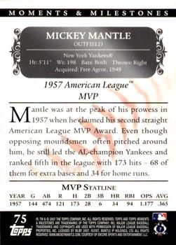 2007 Topps Moments & Milestones #75-127 Mickey Mantle Back