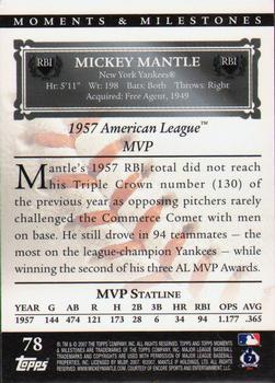 2007 Topps Moments & Milestones #78-2 Mickey Mantle Back