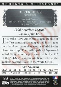 2007 Topps Moments & Milestones #83-106 Derek Jeter Back