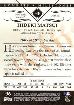 2007 Topps Moments & Milestones #96-12 Hideki Matsui Back