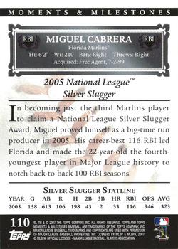 2007 Topps Moments & Milestones #110-30 Miguel Cabrera Back