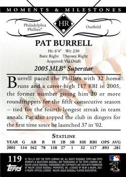 2007 Topps Moments & Milestones #119-16 Pat Burrell Back