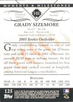 2007 Topps Moments & Milestones #125-2 Grady Sizemore Back