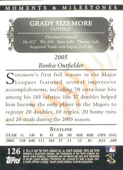 2007 Topps Moments & Milestones #126-16 Grady Sizemore Back