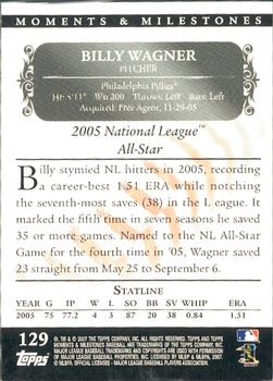 2007 Topps Moments & Milestones #129-30 Billy Wagner Back