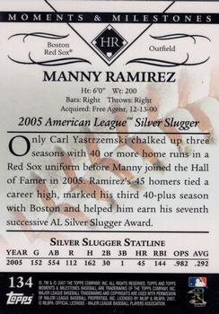 2007 Topps Moments & Milestones #134-16 Manny Ramirez Back