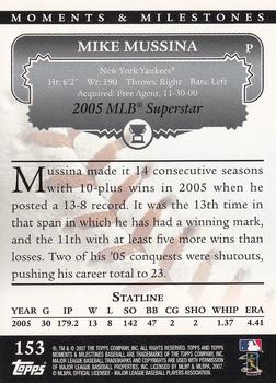 2007 Topps Moments & Milestones #153-4 Mike Mussina Back