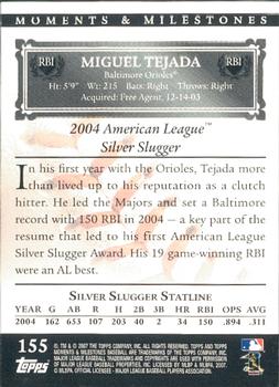2007 Topps Moments & Milestones #155-7 Miguel Tejada Back