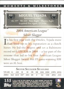 2007 Topps Moments & Milestones #155-136 Miguel Tejada Back