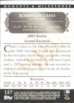 2007 Topps Moments & Milestones #157-6 Robinson Cano Back