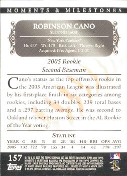 2007 Topps Moments & Milestones #157-9 Robinson Cano Back