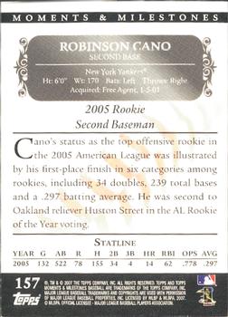 2007 Topps Moments & Milestones #157-18 Robinson Cano Back