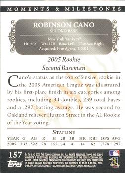 2007 Topps Moments & Milestones #157-25 Robinson Cano Back