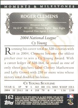 2007 Topps Moments & Milestones #162-190 Roger Clemens Back
