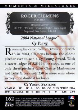 2007 Topps Moments & Milestones #162-209 Roger Clemens Back