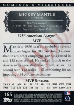 2007 Topps Moments & Milestones #165-50 Mickey Mantle Back