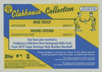 2019 Topps Heritage - Clubhouse Collection Dual Autograph Relics #CCDAR-TO Shohei Ohtani / Mike Trout Back