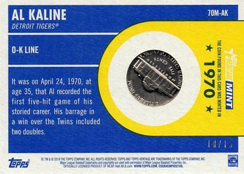 2019 Topps Heritage - 1970 Mint Relics Nickels #70M-AK Al Kaline Back