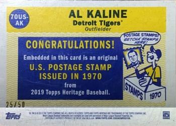 2019 Topps Heritage - 1970 U.S. Postage Stamp Relics #70US-AK Al Kaline Back