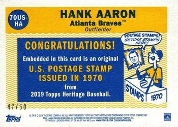 2019 Topps Heritage - 1970 U.S. Postage Stamp Relics #70US-HA Hank Aaron Back