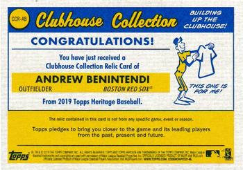 2019 Topps Heritage - Clubhouse Collection Relics #CCR-AB Andrew Benintendi Back