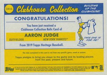 2019 Topps Heritage - Clubhouse Collection Relics #CCR-AJ Aaron Judge Back