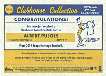 2019 Topps Heritage - Clubhouse Collection Relics #CCR-AP Albert Pujols Back