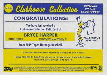 2019 Topps Heritage - Clubhouse Collection Relics #CCR-BH Bryce Harper Back