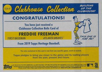 2019 Topps Heritage - Clubhouse Collection Relics #CCR-FF Freddie Freeman Back
