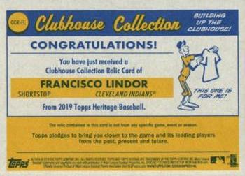 2019 Topps Heritage - Clubhouse Collection Relics #CCR-FL Francisco Lindor Back