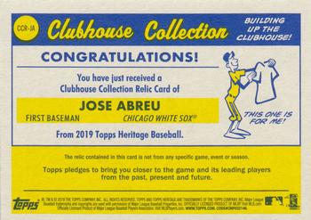 2019 Topps Heritage - Clubhouse Collection Relics #CCR-JA Jose Abreu Back