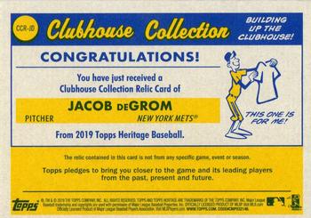 2019 Topps Heritage - Clubhouse Collection Relics #CCR-JD Jacob deGrom Back