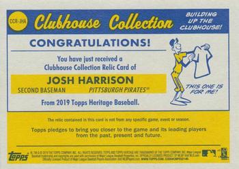 2019 Topps Heritage - Clubhouse Collection Relics #CCR-JHA Josh Harrison Back