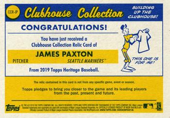 2019 Topps Heritage - Clubhouse Collection Relics #CCR-JP James Paxton Back
