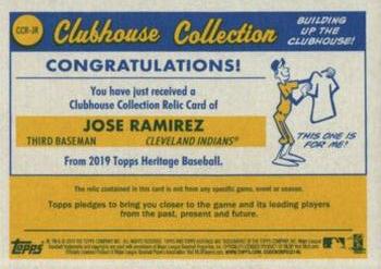 2019 Topps Heritage - Clubhouse Collection Relics #CCR-JR Jose Ramirez Back