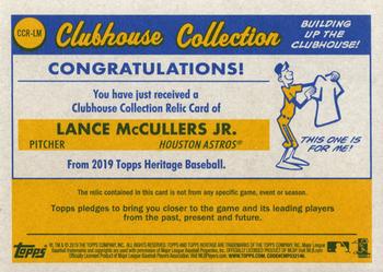 2019 Topps Heritage - Clubhouse Collection Relics #CCR-LM Lance McCullers Jr. Back
