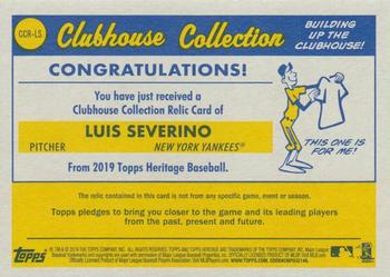 2019 Topps Heritage - Clubhouse Collection Relics #CCR-LS Luis Severino Back